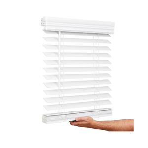 Lotus & Windoware Cordless, 2 Inch Faux Wood Blind, 34" Wide x 60" Long, Window Blinds, Blinds & Shades, Blinds for Indoor Windows, Embossed, Bright White