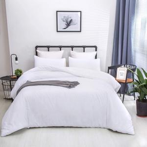 Houseri White Comforter Sets Twin Size Solid White Bedding Comforters for Kids Girls Boys Soft Cozy Comfy Plain All White Bed Quilt Cute Light Durable College Preppy Dorm Bedding Set Twin