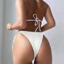 Cheeky Triangle Bikini Sets for Women Sexy String Bathing Suit 2 Piece (White, L)