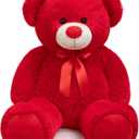 Big Teddy Bear Stuffed Animal Giant Teddy Bear Plush with Red Ribbon Bow Plush Toy Gift for Girlfriend Bride 36 inch Red
