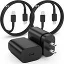 for Samsung Galaxy Super Fast Charging Cord Type C Charger, 25w Android Phone Charger Block &3+3ft USBC to USB-C Cable for Galaxy S25/S24 Ultra/S24 S23 S22 S21 S20 (Ultra/Plus),iPad Pro/Air/Mini Black