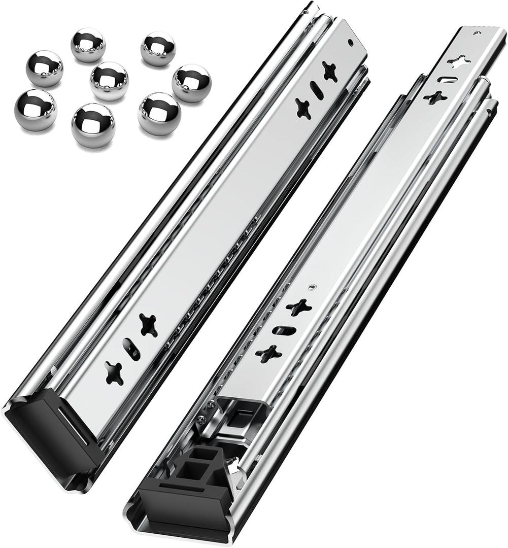 1 Pair Heavy Duty Drawer Slides Full Extension Side Mount 20 22 30 32 34 36 38 40 Inch Metal Rails Track Guide Glides Runners 260lbs (Without Lock, 26 inch)