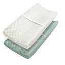 Babebay Changing Pad Cover, Ultra Soft Minky Dots Plush Changing Table Covers for Baby Boys and Girls, Breathable, 2 Pack (Roman Green & Lily White)