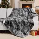 WOOMER Heated Blanket Throw 50" x 60", Electric Blanket Throw with 4 Heating Levels & 4H Auto Off, ETL Certified, Marble Grey Double-Sided Faux Fur, Over-Heat Protect, Machine Washable