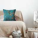 3 x Teal Chinoiserie Floral Bird Pillow Covers 18x18, Cottagecore Room Decor, Rustic Farmhouse Flower Bird Decorative Throw Pillow Covers Pillowcases for Living Room Home Bedroom