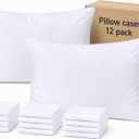 ZPECC Pillow Cases Standard Size Set of 12, 20x26 Envelope Closure Pillowcases, Soft Plain Brushed Microfiber Covers Hypoallergenic Breathable (White)