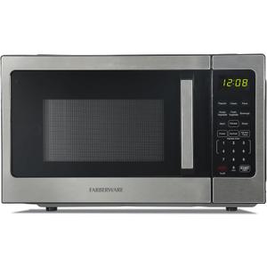 Farberware 0.9 Cu. Ft. Countertop Microwave Oven 900 Watts Power, Auto Cook Settings, Defrost, Easy Clean and Child Safety Lock - Stainless Steel