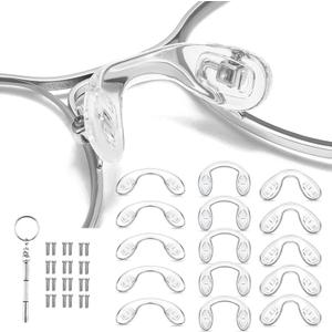15 pcs,3 sizes Eyeglasses Nose Pads,U Shaped Eyeglasses Nose Pads Screw-in eyeglass nose piece soft silicone nose pad for Eye Glasses Sunglass Eyewear