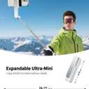 yAyusi New Ultra Mini Selfie Stick for iPhone, Extendable Aluminum Portable Selfie Stick with Remote, Compact Phone Selfie Sticks Compatible with 4-7" Phones for Vlog/Video Record/Live Stream (White)