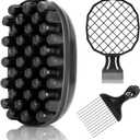 Belongtous Premium Twist Hair Sponge Brush, Twist Styler Comb Set for Men & Women, Metal Brush Pick and Twist Comb for Afro, Curly, Coiled, Short Hair