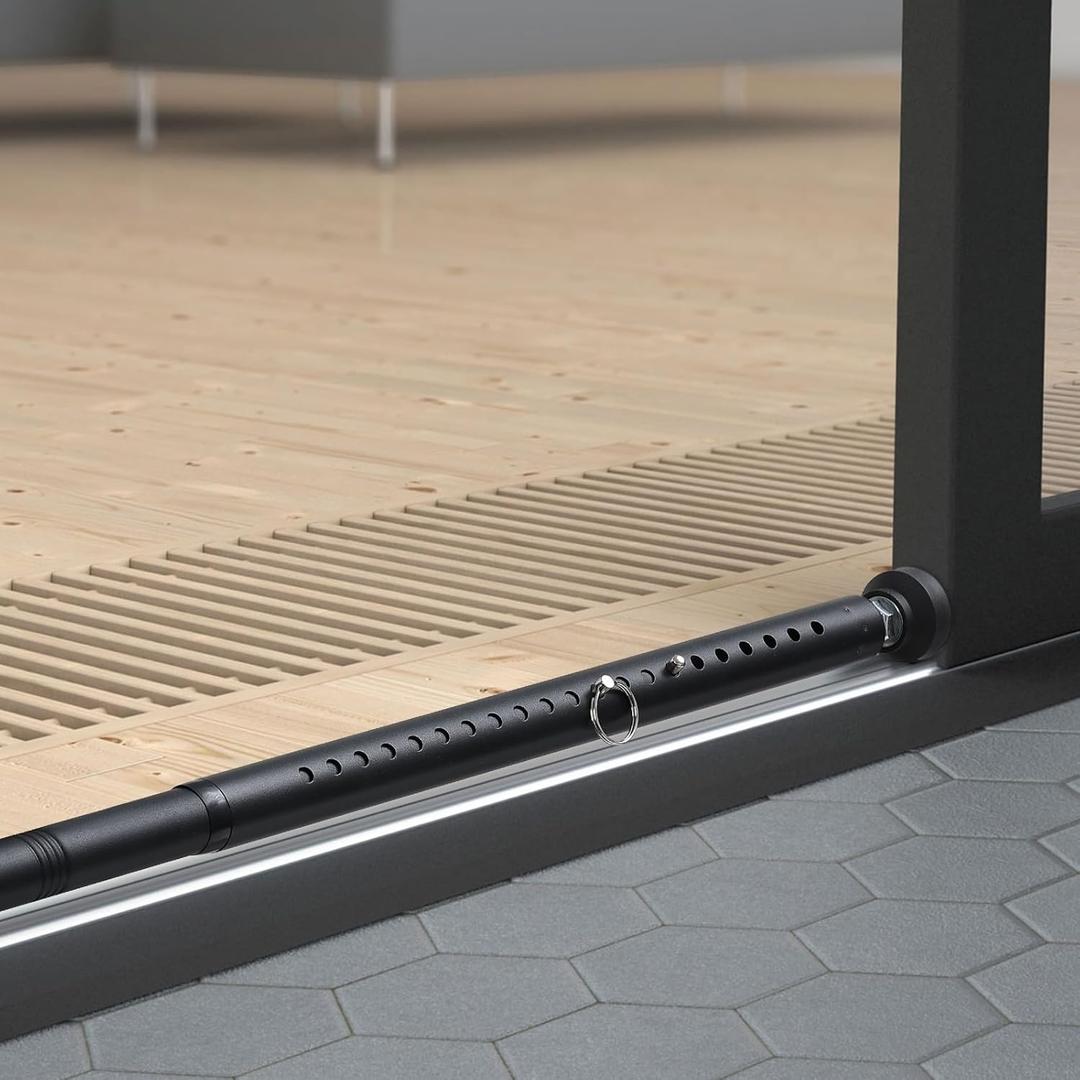 BeBecome Sliding Door Security Bar 17-50 inch Adjustable Patio Door Security bar with Rubber Tips Apartment Bedroom Bottom of Door Heavy Duty Interior Black