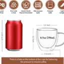 CNGLASS 8.5oz Glass Coffee Mug,Double Wall Insulated Glass Mugs with Handle,Clear Espresso Mugs for Latte,Cappuccino,Tea Bag,Set of 4