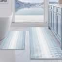 BSICPRO Bathroom Rugs and Mats Sets, 2 Piece Thick Absorbent Chenille Bath Mat Rug Set Non Slip, Soft Shaggy Bath Room Floor Mats for Bathroom, Machine Washable (20" x 47" Plus 16" x 24",Ice Blue)