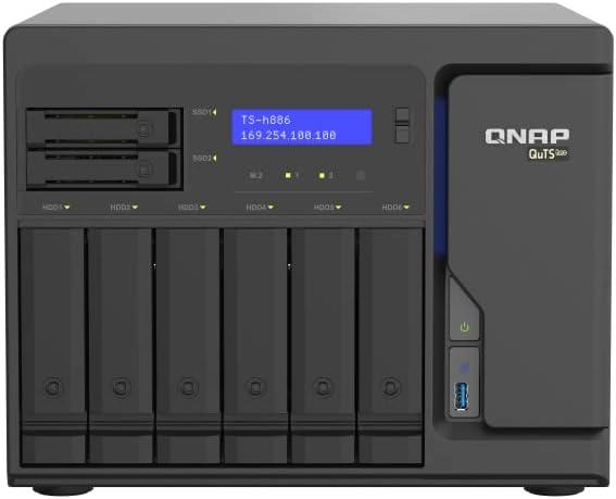 QNAP TS-h886 8 Bay Enterprise NAS with Intel® Xeon® D-1622 CPU and Four 2.5GbE Ports