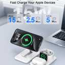 3 in 1 Magnetic Wireless Charger for Apple Multiple Devices, Foldable Fast Charging Station - Magsafe Charger Stand, Travel Charger Pad for iPhone 17 16 15 14 13 12 Series/Apple Watch/AirPods Pro