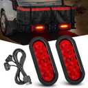 Nilight Hitch Cargo Carrier Light Kit 2PCS 6Inch Red Oval LED with Flush Mount Grommets Wire Harness Waterproof Stop Turn Signals Tail Lights for Luggage Bike Rack