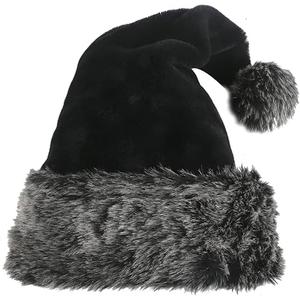 Personalized Santa Hat - Super Soft Plush Christmas Hat for Adults, Unisex Holiday Party Gift Grey-black