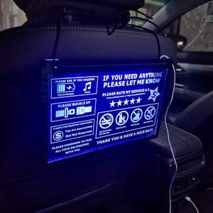LED acrylic USB Car Taxi Driver Tips Sign Car Taxi Driver 5 Stars Tipping Appreciated No smoking Wear a mask Tips HB-01