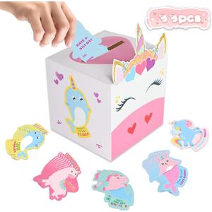 2 x MyersCostume Valentine Boxes for Kids,Valentines Day Cards,for Classroom Exchange Prizes Party Favors,Including 1 Mailbox and 33 Valentine Cards (Type-1)