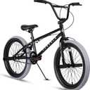 Freestyle BMX Bike, 18 20 Inch Kids Bicycle for 5-13 Years Old Kids and Beginner Level Rider, Multiple Colors (Black with Grey Tires)