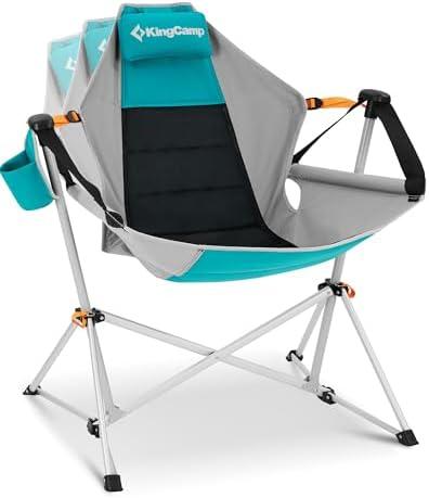 KingCamp Hammock Camping Chair, Swinging Portable Camp Chairs for Adults, 400lbs Heavy Duty Oversized Folding Rocking Chair with Adjustable Recline, Aluminum Alloy Frame for Outdoor Patio Beach Sport