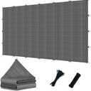 POYEE 90% 12x24ft Sun Shade Cloth with Reinforced Corner Webbing & D-Rings, Pergola Shade Cover  Breathable 200GSM HDPE Fabric for Patio, Garden, Deck & Backyard (Grey) (Gray)
