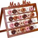 SiliFine Mr & Mrs Wedding Supplies Donuts Wall Display Stand Rustic Decor Holder for Party Events Engagement Wedding Holds 48 Donuts with Wooden Display Sign