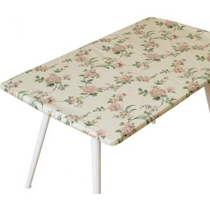 Rectangle Picnic Table Cloth, Elastic Waterproof Fitted Vinyl Tablecloths for 8 Foot Tables, Wipeable Flannel Backed Table Covers for Dining, Camping, Outdoor(Rose,36"x96")