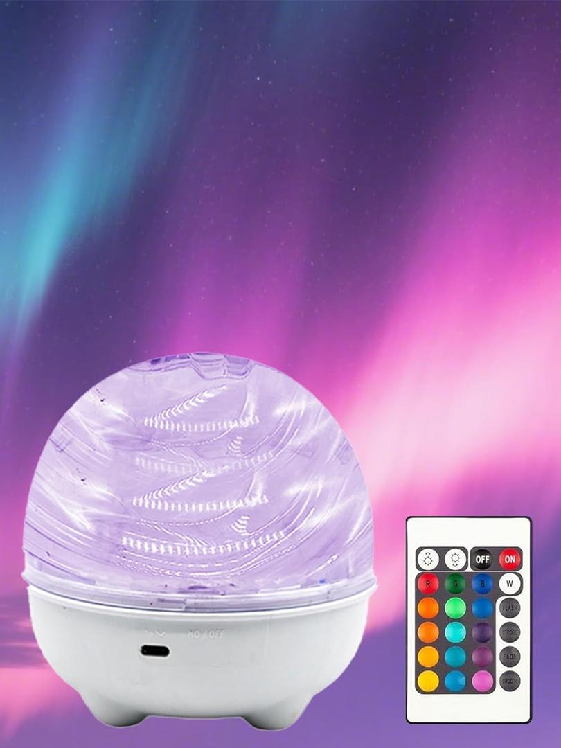 Aurora Light Projector, 2400mah Galaxy Projector for Bedroom, 16 Light Color Aurora Night Light with Touch & Remote, Dimmable Mood Lighting Ocean Lamp for Playroom Kids Teen Girl Gift