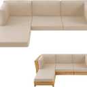 9-Piece Patio Furniture Cushions Set, Replacement Outdoor Cushions for 4-Seat Patio Sectional, Waterproof & Fade Resistant Deep Seat Cushion for Outdoor Sofa, Beige, 9pcs