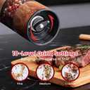 Rechargeable Electric Salt and Pepper Grinder Set Automatic Salt and Pepper Shakers with Wood Base, Adjustable Coarseness, LED Light, One-Hand Operation Salt and Pepper Shakers Set