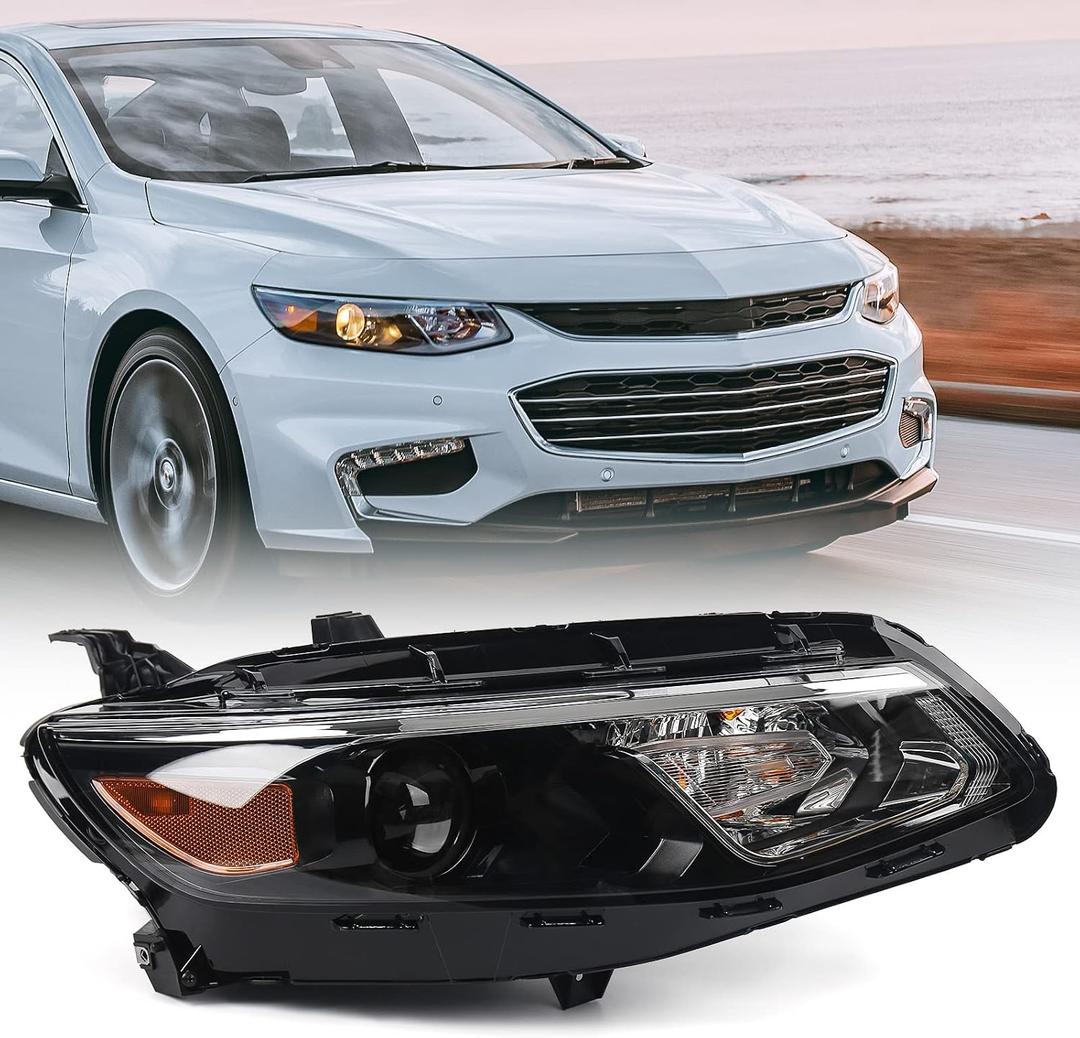 for Chevy Malibu Headlight Assembly 2016 2017 2018 Replacement Chevrolet Head Light Halogen Projector Headlamp Right Passenger Side 84653388