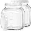2 Pack 0.8 Gallon Glass Jar With Lid, 102 Oz Wide Mouth Mason Jars, Clear Glass Storage Jars With 2 Scale Marks, Canning Jars For Pickling, Rice, Sugar, Flour, Pasta