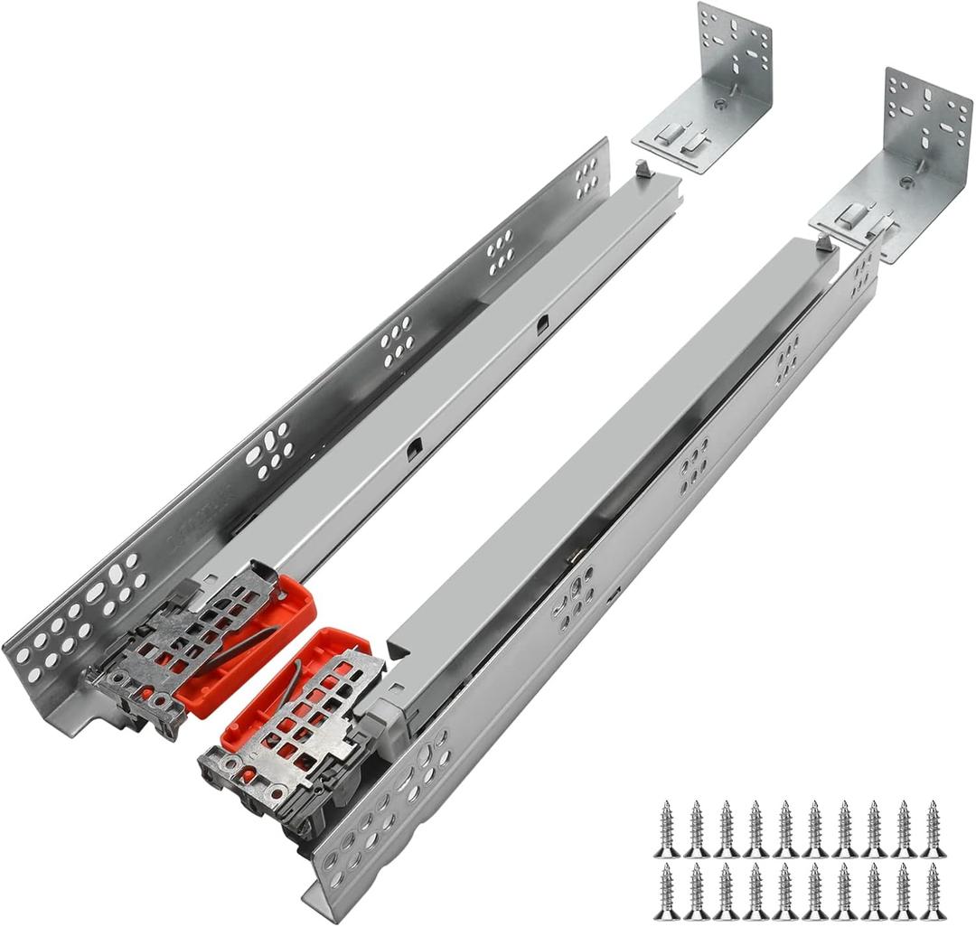 LONTAN 18 Inch Undermount Drawer Slides Heavy Duty Soft Close Bottom Mount Drawer Glides 1 Pair Full Extension Kitchen Cabinet Rails 100lb Capacity Rails