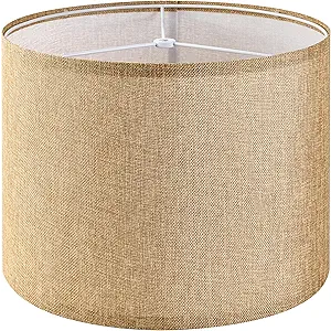 GO&SO Brown Medium Drum Lamp Shades 13" Top x 13" Bottom x 10" High (Spider) Farmhouse Lampshades for Table Lamp & Bedside Lamp - DIY Shade-Handcrafted-Easy Assembly