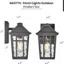 Outdoor Wall Lamps 11 Inch Outside Light Fixtures for House Black Aluminum Exterior Wall Sconce with Water Ripple Glass for Patio Porch and Garage E26 Socke Max 60W