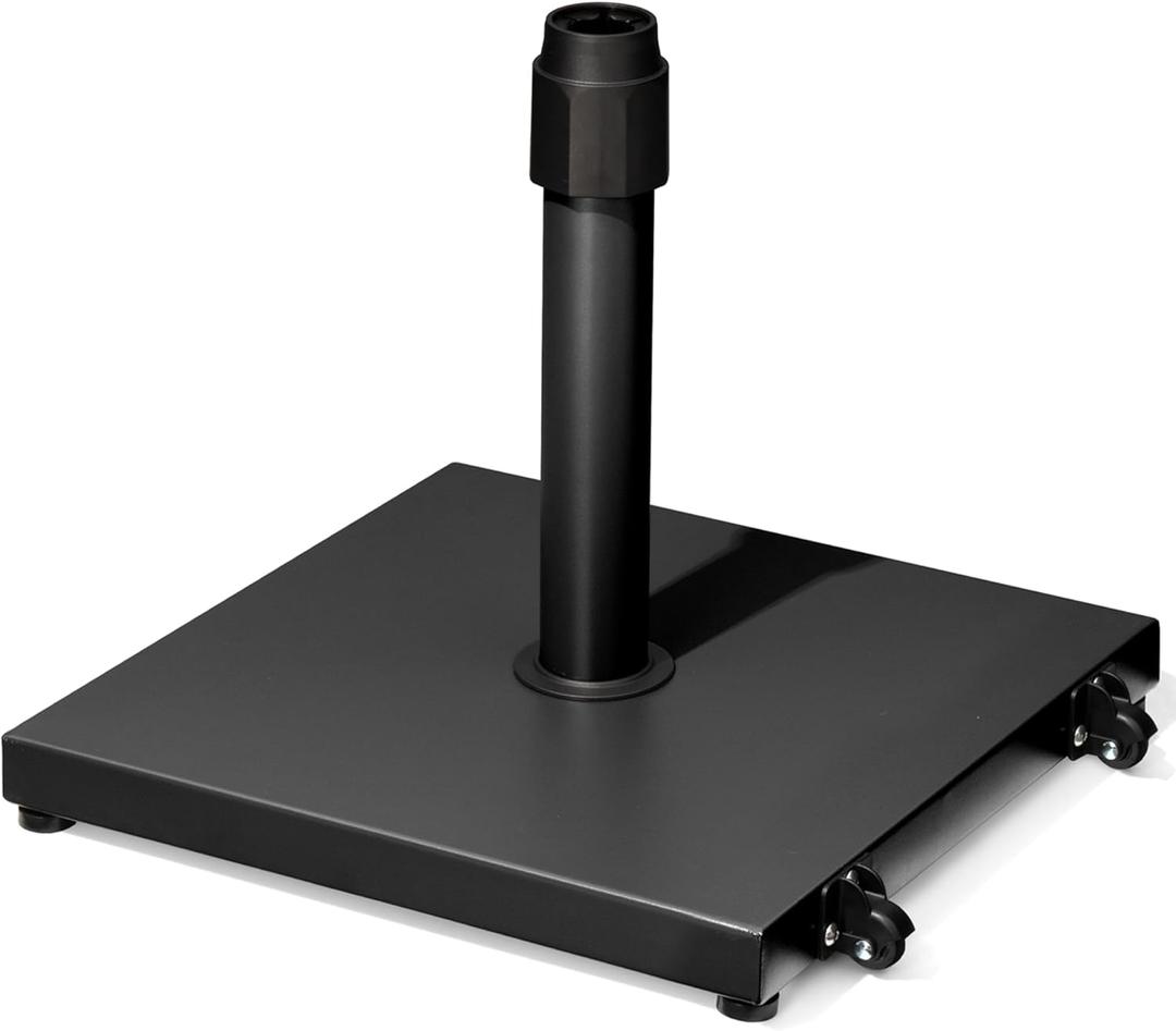 42lbs Patio Umbrella Base with Wheels - Heavy Duty Outdoor Patio Market Umbrella Stand for Deck with Rollers, Poolside, Balcony, Wind-Resistant Design, Black