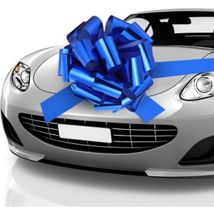 Zonon Big Car Bow Giant Car Bow with 20 ft Ribbon for Large Gift Wrapping New Houses Huge Present Birthday Christmas Decor (20 Inch, Blue)
