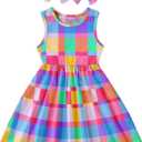 WDIRARA Toddler Girl's Colorful Plaid Sleeveless Dress Swing A Line Tank Dresses (Multicolor)