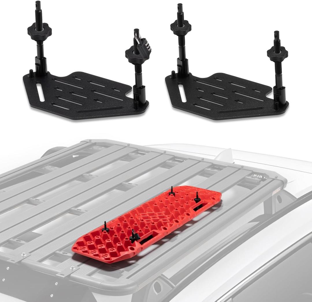 BUNKER INDUST Recovery Boards (Gen 7, 9, 10, 11) Mounting Kit, Fit for Traction Boards with 6.65''and 7.09'' Hole Spacing, Bracket for Rooftop Platform with Lock