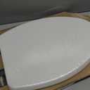 Mayfair Bennett Toilet Seat with Brushed Nickel Hinges, Slow Close Wood Seat, Secure Metal Hinges, Easy Install, Elongated, White