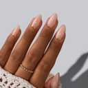 BTArtbox Press On Nails Almond - Short Gold Foil Press On Nails with Glue for Women, Semi-Transparent Soft Gel Glue On Nails in 16 Sizes - 32 Stick On Nails Kit, Gold End