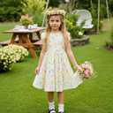 Little Bitty Girls Floral Dress Boho Ruffle Sleeveless Dresses Pleated Casual Swing Beach Sundress for Kids 2-7 Years (3-4T)
