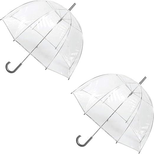 totes Adult Clear Bubble Umbrella with Dome Canopy and Lightweight Wind and Rain Protection  Clear - 2pk