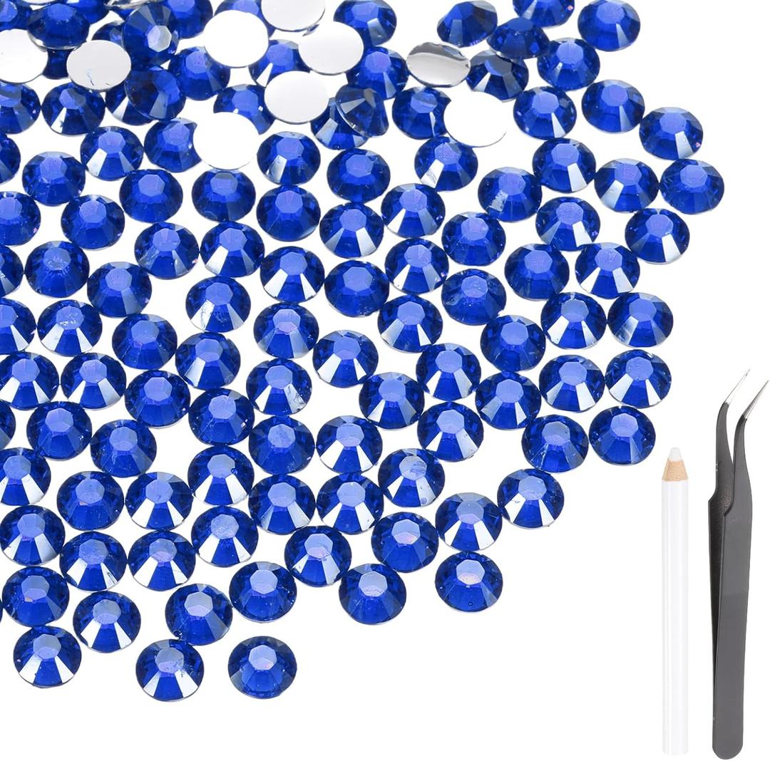 MECCANIXITY 3000pcs SS16 4mm Flatback Crystal Rhinestones, Resin Crystal Gems with Tweezer Dotting Pen Non Hotfix for Bedazzling Tumblers Mugs Bottles Nail DIY Crafts, Dark Blue