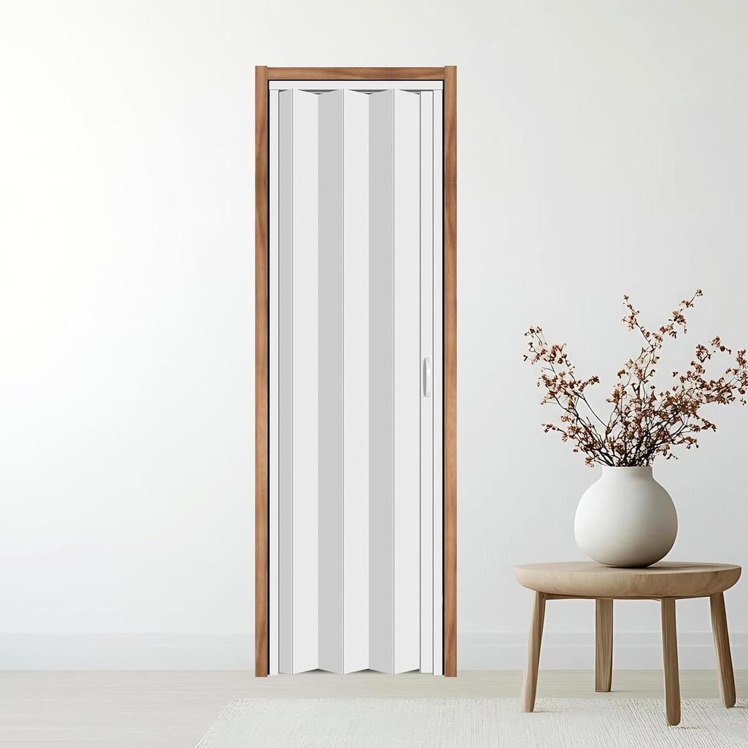 CCBOYSHARDWARE 26X80in PVC Accordion Door Interior, Folding Doors with Lock and Handle,Space-Saving Double-Layer Sliding Door for Closet, Pantry & Room Divider, Easy to Clean, Trimmable