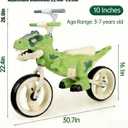 Dinosaur Bike for Kids 3-5, Toddler Balance Bike 4+ Year Old, Birthday Gift for Boys Girls with Adjustable Handlebar, Music & Eye Flashing Lights, Ride On Dino Toy, Carbon Steel Frame 10 Inch Wheels