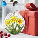 3 x Christmas Ornaments, 2.8in Ceramic Birth Flower Ornament, Xmas Decor, Christmas Tree Ornaments, Xmas Decorations for Tree, Holiday Ornament, Birth Flower Gifts, Gift Ideas, Gifts for Women - Mar