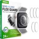 [5 Pack] Flex Guard Nickel Metal Allergy Back Protector for Apple Watch [40/41mm], Prevent Rash, Contact Dermatitis, Soft Film, Sensor Protector, Back Cover for iWatch 40mm / 41mm