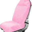 DXNQ Waterproof Car Towel Seat Cover, Sweating Non-Slip Premium Towel Carseat Cover Protector, Universal Soft Machine Washable Car Truck SUV Front Seat Cover for Gym Workout Beach Hiking (Pink)